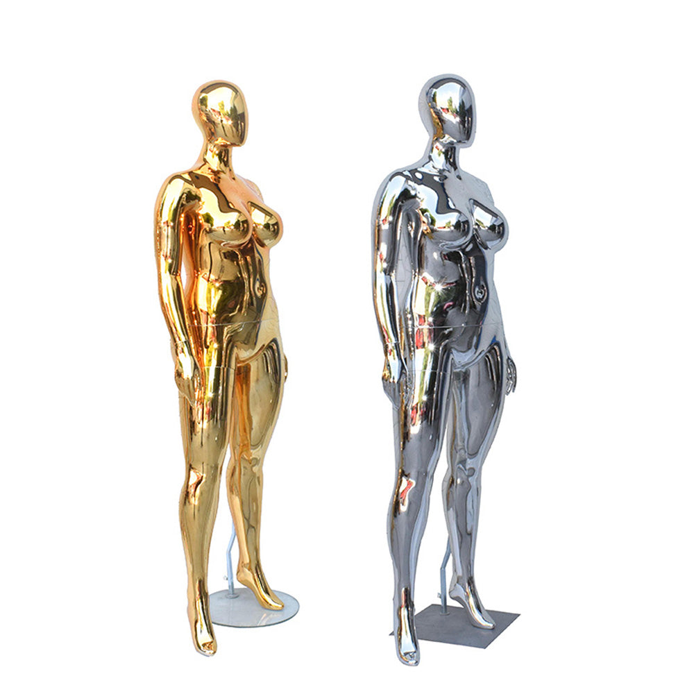 Jelimate Fashion Mirror Silver Golden Plus Size Mannequin Full Body,Plate Chrome Gold Mannequin Torso Female Plus Size Dress Form,Clothing Display Model Props