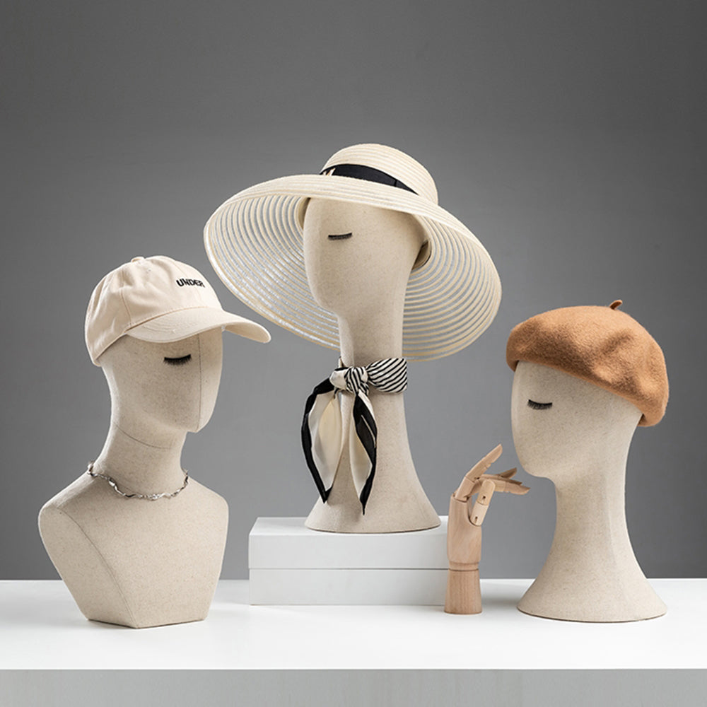 Jelimate Full Pinnable Linen Lace Velvet Mannequin Head Form,Wig Head Mannequin Dress Form,Jewelry Headband Hat Display Head Manikin