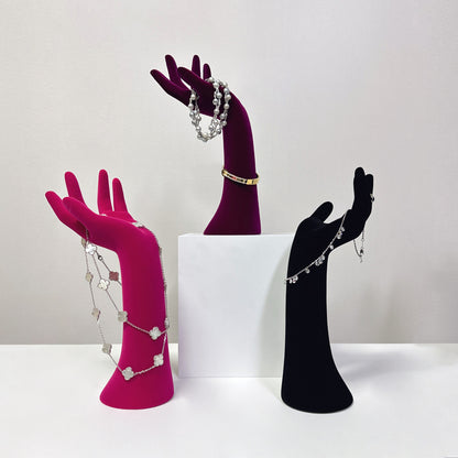 Jelimate High End Left Female Mannequin Hand Stand,Colorful Velvet Dress Form Ring Display Hand Model Props,Sunglasses Jewelry Display Mannequin Hand