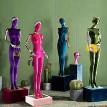 Load image into Gallery viewer, Jelimate Luxury Colorful Velvet Mannequin Torso,Female Mannequin Full Body Half Body Dress Form for Clothing Display Bust Model,Gold Arms Manikin Head For Wigs
