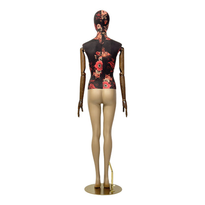 Jelimate Luxury Mannequin Full Body Dress Form,Clothing Shop Female Display Dress Form With Wooden Arms,Upper Body Fabric Wrapped Lower Body Painting Leg