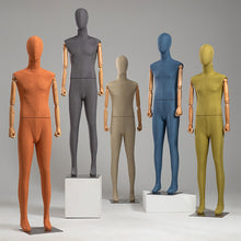 Load image into Gallery viewer, Jelimate Adult Male Display Mannequin Full Body,Colorful Linen Dress Form Men Display Model,Manikin Head Wooden Arms Jewelry Clothing Dress Dummy
