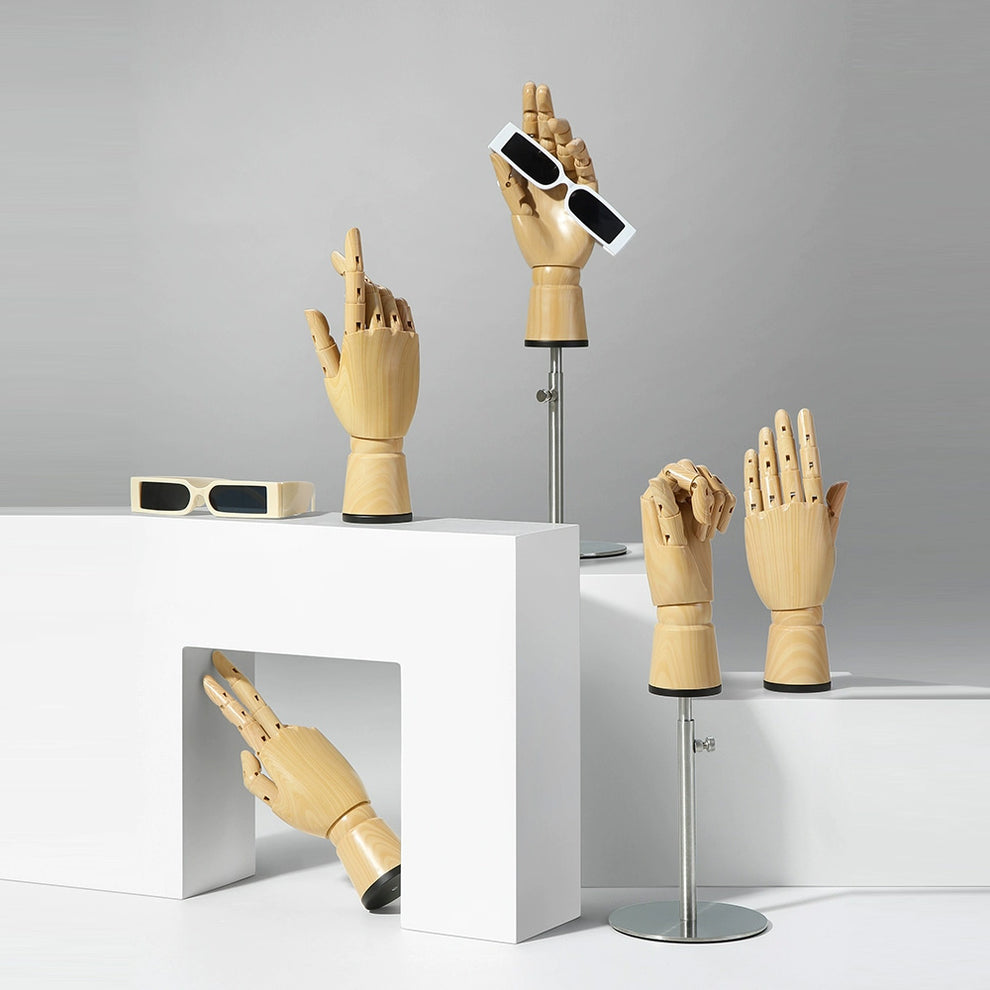 JELIMATE Clear Hand Mannequin Display Stand Articulated Joints Jewelry Ring Holder