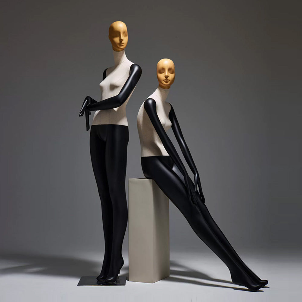 JELIMATE Full Body Flexible Model Male – White Dress Form with Wooden Arms for Fashion Display