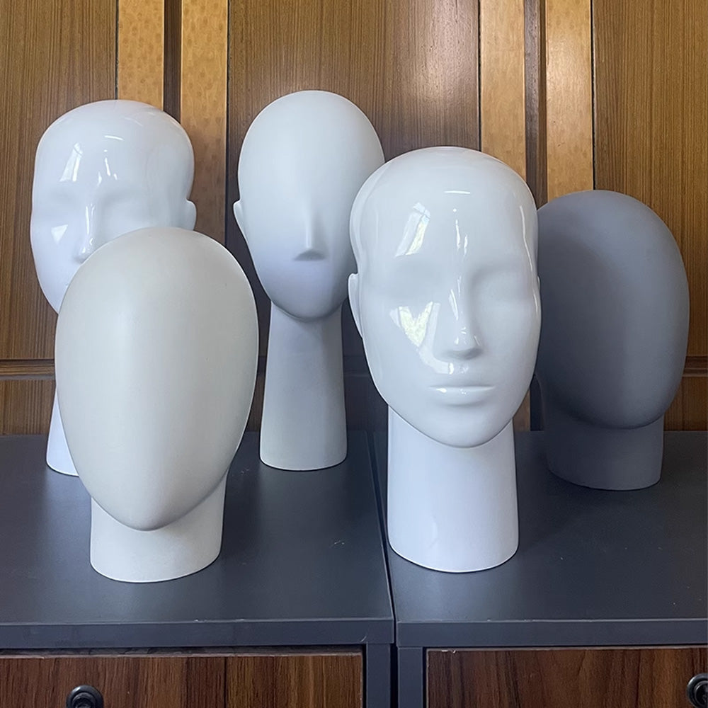 JELIMATE Fiberglass Mannequin Head Display Form,Matte White Male Female Head Mannequin,Headband Scarf Wig Sunglasses Hat Display Head Dress Form