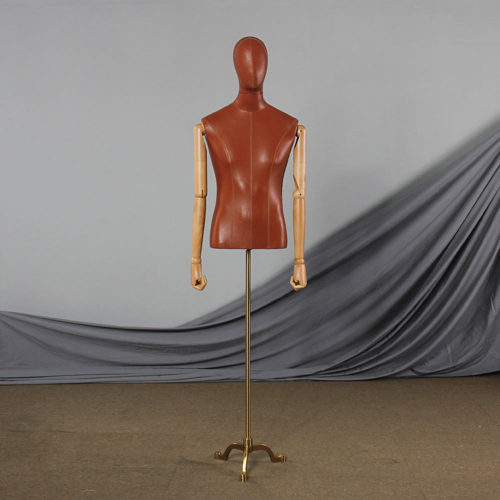Jelimate Colorful Half Body Male Mannequin Torso Stand,Leather Fabric Wrapped Mannequin Clothing Dress Form,Boutique Store Men Dress Form Torso Model