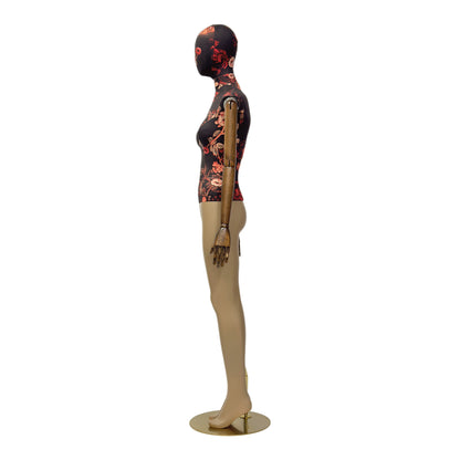 Jelimate Luxury Mannequin Full Body Dress Form,Clothing Shop Female Display Dress Form With Wooden Arms,Upper Body Fabric Wrapped Lower Body Painting Leg