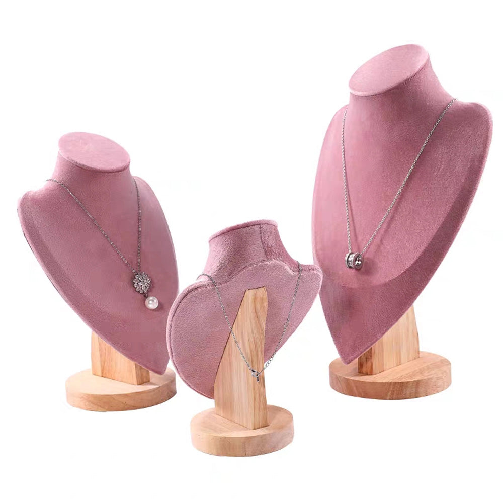 Jelimate High End Pink Velvet Necklace Display Bust,Luxury Jewellery Stand Jewelry Display Bust Necklace Holder,Jewelry Store Jewelry Display Stand