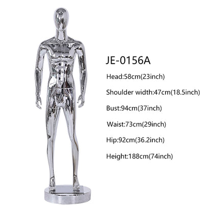 Jelimate High Quality Mirror Silver Male Mannequin Full Body,Boutique Men Dress Form for Window Display,Clothing Display Mannequin Torso Chrome Dummy