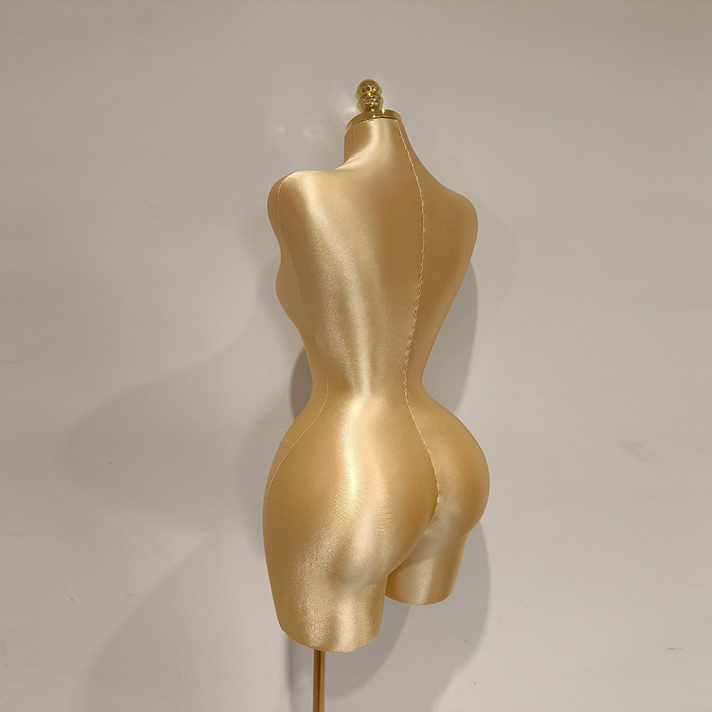 Jelimate Elegant S-Shape Satin Female Half Body Mannequin,Adjustable Women Dress form Torso, Clothing Model Props,Lady Display Form with Metal Base