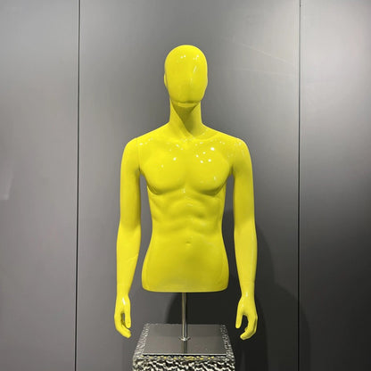 Jelimate Half Body Female Male Display Mannequin Torso,Yellow Fiberglass Men Women Dress Form Adjustable,Boutique Store Clothing Display Dress Form