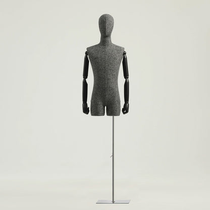 Jelimate Half Body Male Female Dress Form Torso,Natural Linen Fabric Covered Mannequin,Women Men Clothing Display Mannequin Torso With Wooden Arms