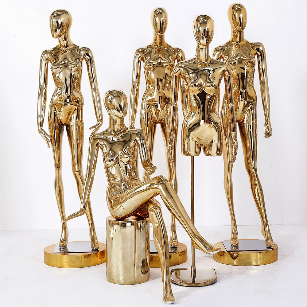 Jelimate Boutique Window Display Gold Mannequin Full Body,Women Dress Form Mannequin Female Body,Fashion Showroom Jewelry Clothing Model Props