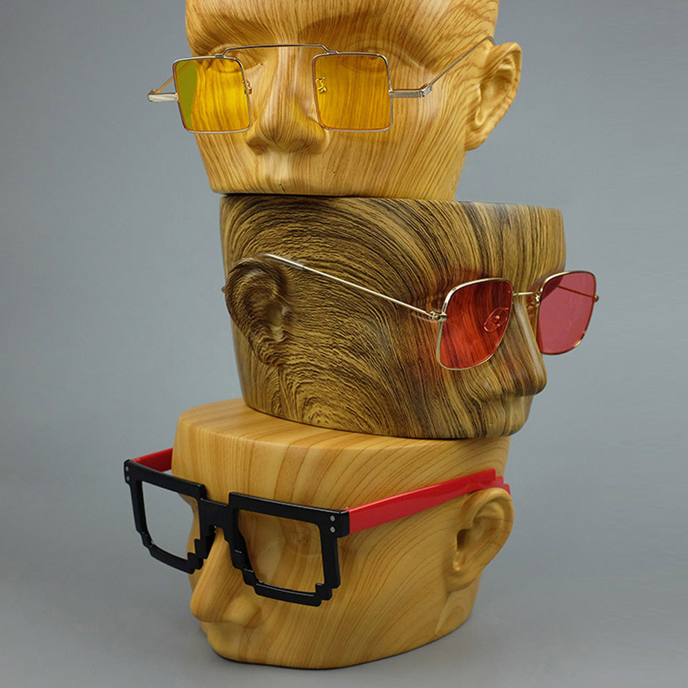 Jelimate Supporto per testa di manichino maschile trasparente colorato, espositore per occhiali supporto per occhiali da sole display testa forma portaoggetti per occhiali da sole JMCH01