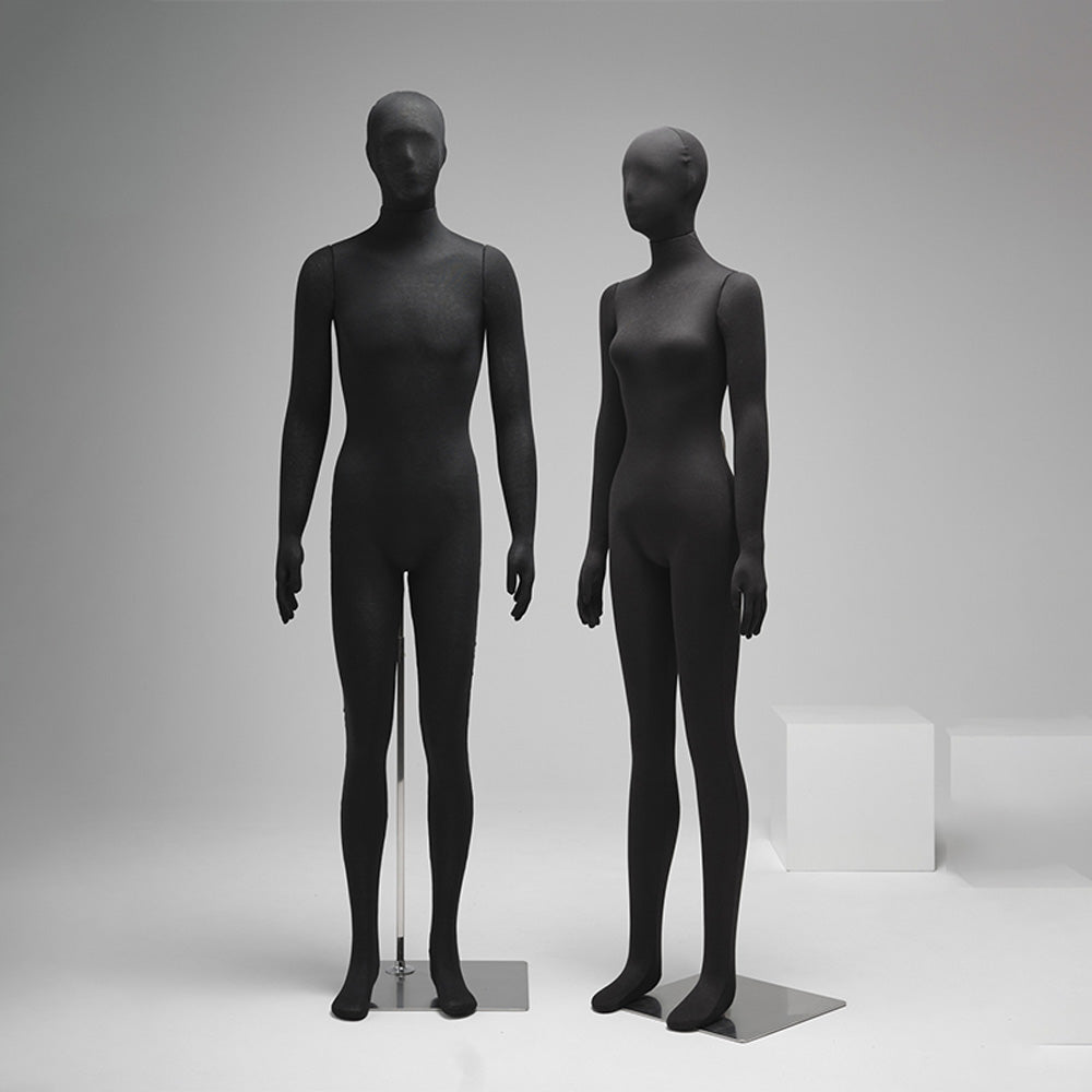 Jelimate Female Male Full Body Sitting Standing Flexible Mannequin,Black Beige Fully Pinnable Soft Foam Dress Form,Jewelry Clothing Mannequin Body