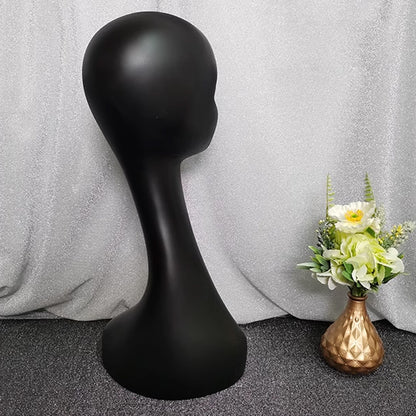 Jelimate Long Neck Black Mannequin Head Dress Form,Female Head Mannequin Dummy Head Ornaments Plastic Mannequin Head Display Stand,Scarf Veil Headphone Wig Display Head Model Hat Display Stand