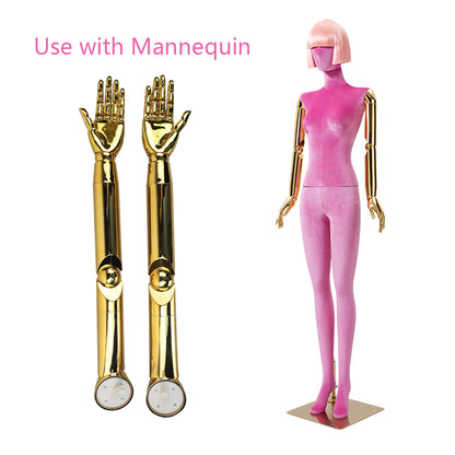 Maniquí femenino de mano con forma de vestido en color dorado y plateado de Jelimate, maniquí de mano móvil para mujer, exhibición de joyas, gafas de sol, bolso, anillo, base cuadrada de metal