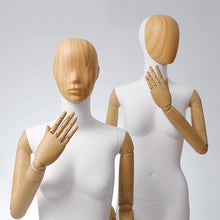 Lade das Bild in den Galerie-Viewer, Jelimate High End Female Dress Form Mannequin Full Body,Clothing Store Clothing Display Model with Wood Grain Head,Adult Women Dummy Plastic Wooden Arms

