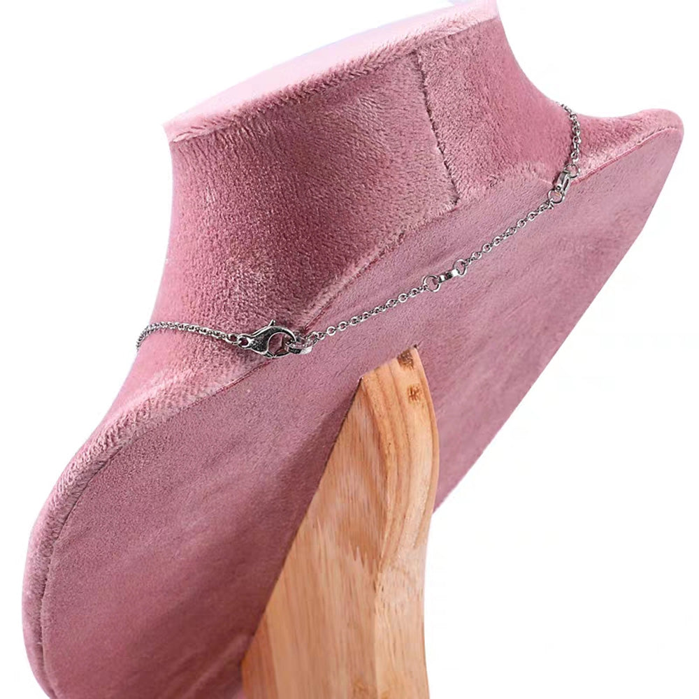 Jelimate Busto per esposizione di collane in velluto rosa di fascia alta, supporto per gioielli di lusso con busto per esposizione di gioielli, supporto per collane per gioielleria
