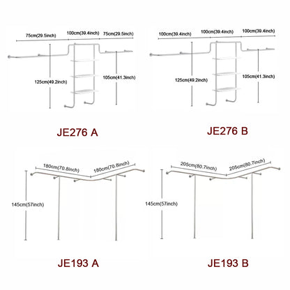 Jelimate Garment Shop Interior Design Silver Clothing Rack Houseware Clothing Display Stand Wall Clothing Shelf Dress Display Rack Display Clothing Hanger for Boutique Store