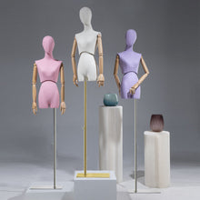 Load image into Gallery viewer, Jelimate Luxury Twist Waist Female Display Mannequin Torso Stand,Clothing Store Colorful Linen Fabric Mannequin Body,Window Display Dress Form Torso
