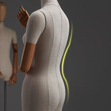 Load image into Gallery viewer, Jelimate Luxury Adult Female Male Dress Form Mannequin,Bamboo Linen Display Mannequin Torso with Wooden Head Arms,Fashion Clothing Display Model
