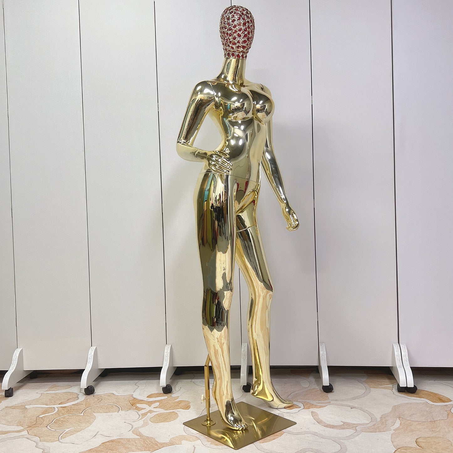 Jelimate Luxury Plated Gold Adult Female Mannequin Full Body Dress Form,Women Dress Form With Wire Mesh Head,Wedding Dress Mannequin Clothing Display Model