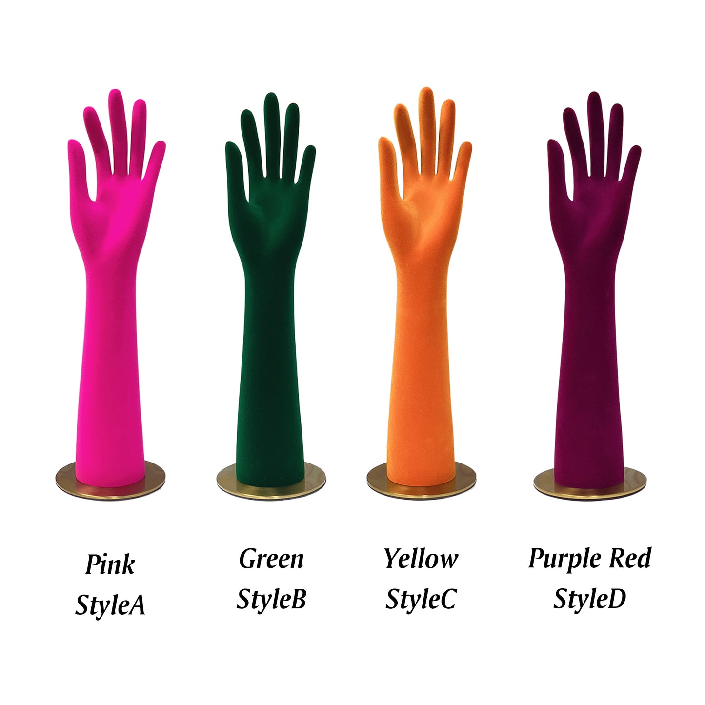 Jelimate Luxury Colorful Coating Velvet Mannequin Hand,Female Left Hand Model For Jewelry Display,Bag Sunglasses Ring Display Hand Dress Form Props