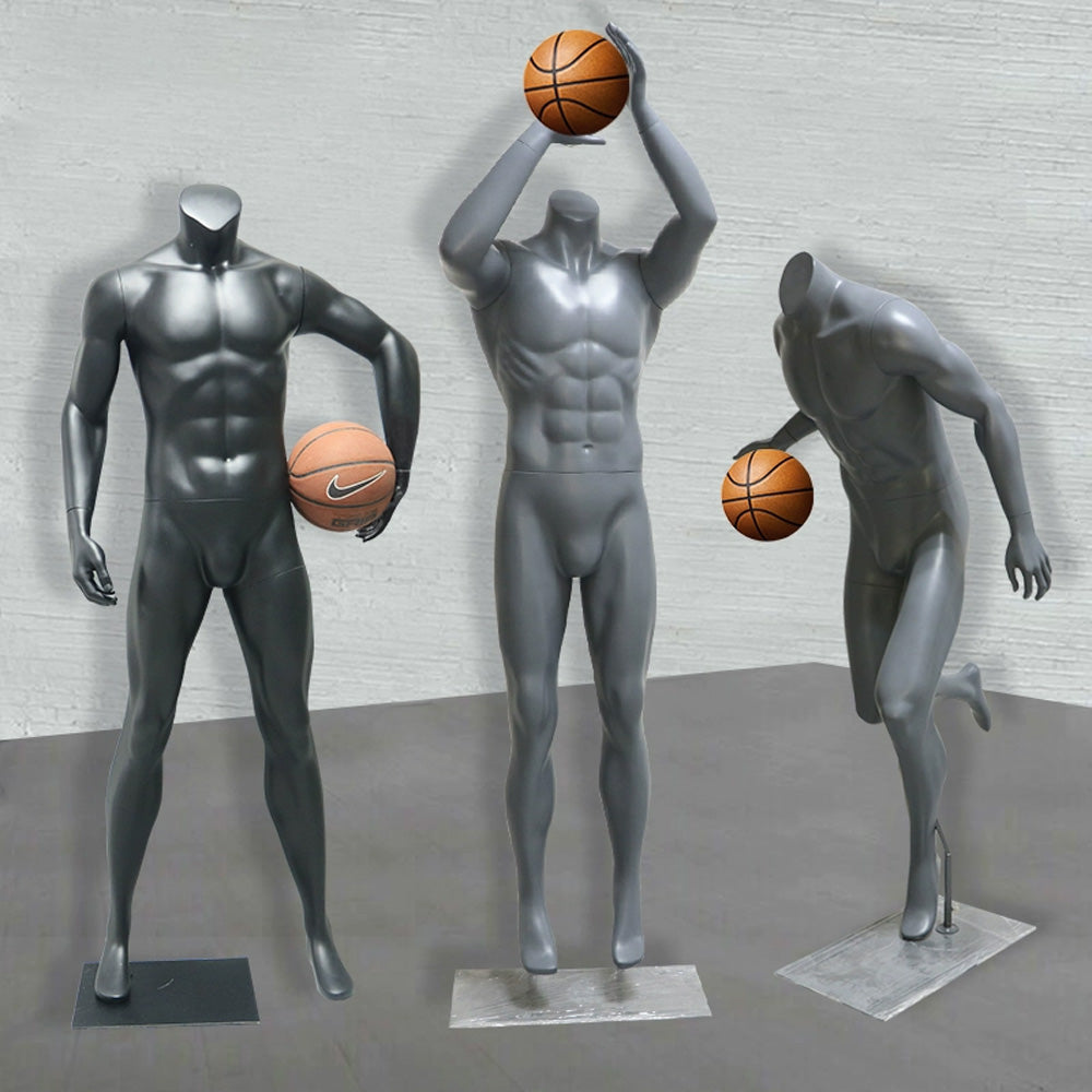 Jelimate Headless Muscular Men Sport Mannequin Full Body Dress Form,Standing Male Basketball Posing Mannequin,Sport Store Clothing Dress Form Torso Model