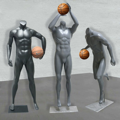 Jelimate Full Body Muscle Male Headless Basketball Posing Mannequin,Bodybuilder Fitness Sport Mannequin Sportswear Store Display Mannequin,Men Athletic Clothing Dress Form Model