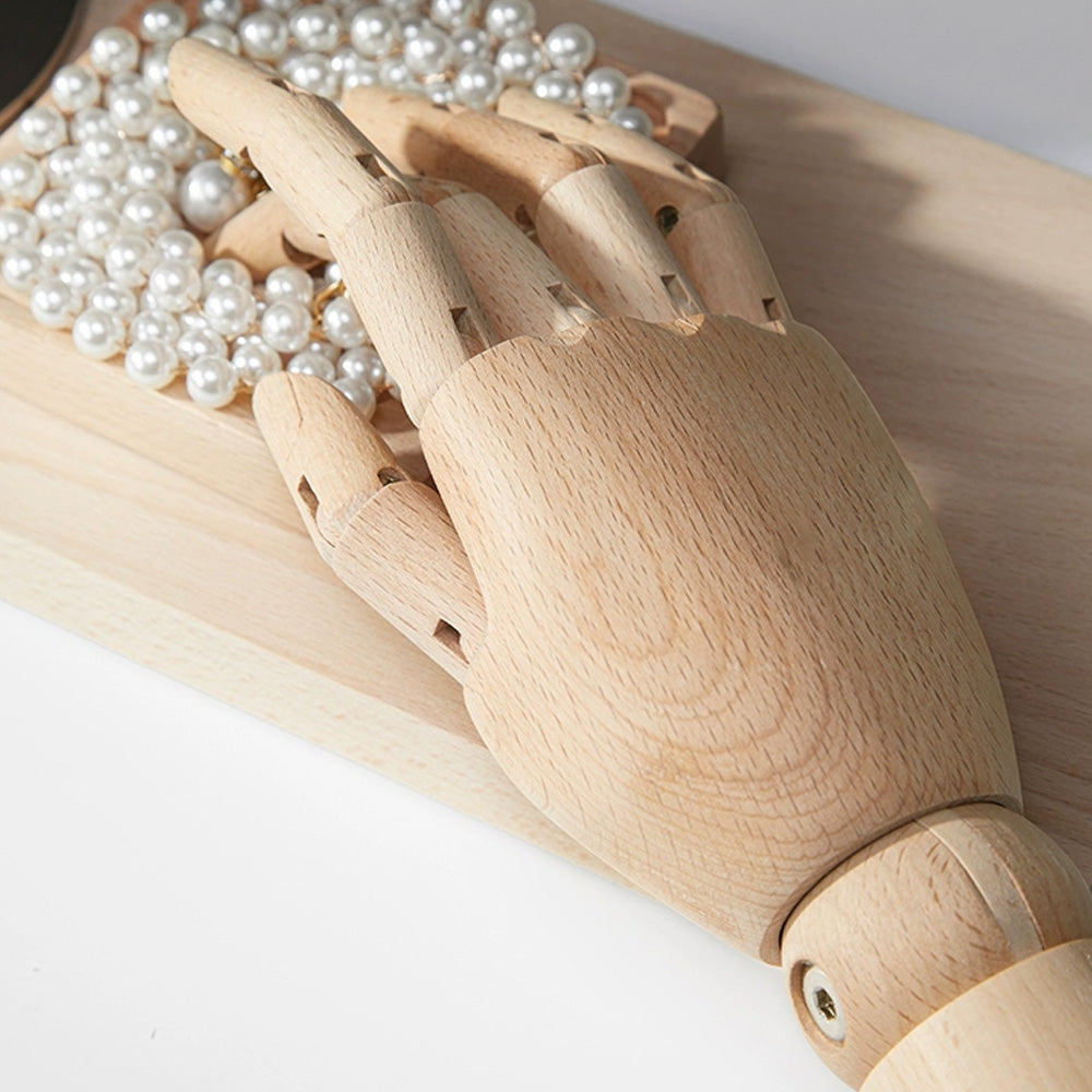 Jelimate Manichino in legno color legno naturale con/senza base, manichino femminile per borsa, anello, occhiali da sole, cappello, display, display per gioielli, modello a mano