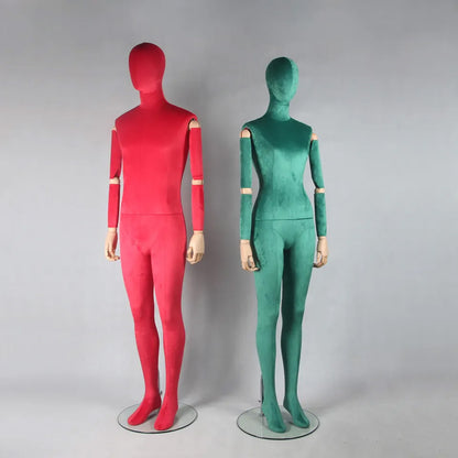 Jelimate Fashion Female Male Mannequin Full Body Dress Form,Window Display Colorful Velvet Dress Form Torso,Clothing Dress Form Manikin Head Wooden Arms