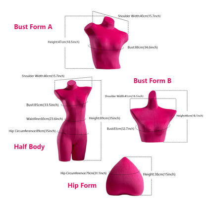 Jelimate Lingerie Store Female Underwear Mannequin Torso,Pink Red Velvet Mannequin Bust Hip Body Form,Women Bikini Bra Trouser Lingerie Pant Dress Form Model