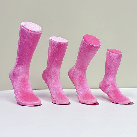 JELIMATE Feet Mannequin For Sock Display Mannequin Leg,Pink Velvet Mannequin Foot Display Model,Ankle Mannequin For Shoe Sock Anklet Display Stand Foot Manikin,Female Foot Mannequin Dress Form