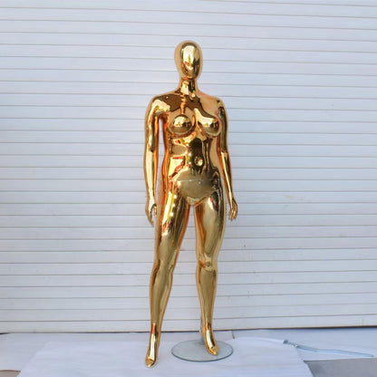 Jelimate Fashion Mirror Silver Golden Plus Size Mannequin Full Body,Plate Chrome Gold Mannequin Torso Female Plus Size Dress Form,Clothing Display Model Props