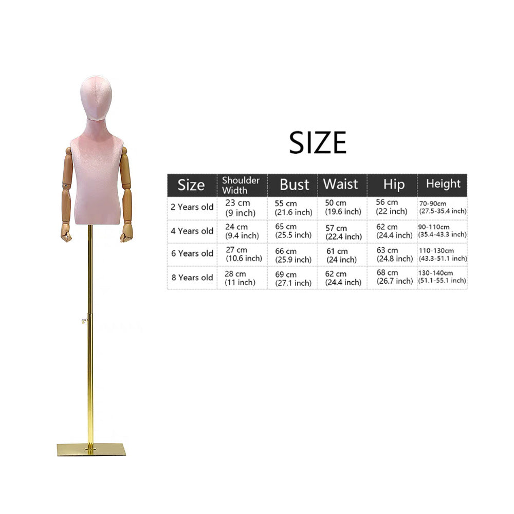 Jelimate Child Half Body Mannequin Dress Form,Colorful Velvet Mannequin Torso With Wooden Arms,Window Display Kid Display Model,Clothing Store Fashion Baby Dress Form Mannequin,Unisex Child Torso Mannequin Clothing Display Model