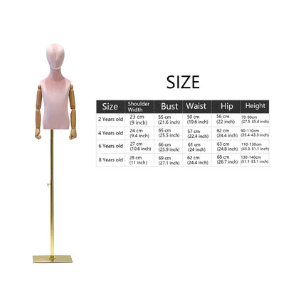 Jelimate Child Half Body Mannequin Dress Form,Colorful Velvet Mannequin Torso With Wooden Arms,Window Display Kid Display Model,Clothing Store Fashion Baby Dress Form Mannequin,Unisex Child Torso Mannequin Clothing Display Model