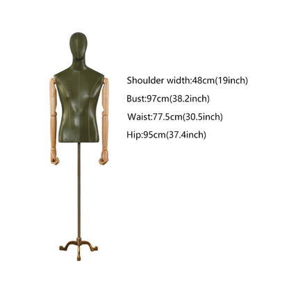 Jelimate Colorful Half Body Male Mannequin Torso Stand,Leather Fabric Wrapped Mannequin Clothing Dress Form,Boutique Store Men Dress Form Torso Model