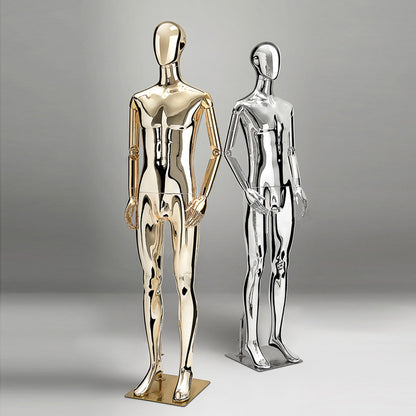 Jelimate Luxury Mirror Silver Gold Male Mannequin Full Body Dress Form,Window Display Men Mannequin Torso Stand,Clothing Dress Form Mannequin Body Form