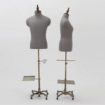 JELIMATE Luxury Clothing Store Female/Male Half Body Mannequin,Women/Men Dress Form Torso With Pant Shoe Rack,Tabletop Mannequin Torso With Wooden Base