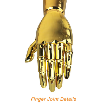 Jelimate Gold Silver Female Mannequin Hand Dress Form,Women Movable Hand Display Mannequin,Jewelry Sunglasses Bag Ring Display Hand Metal Square Base