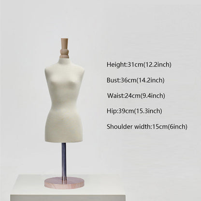 JELIMATE Female Half Scale Dress Form With Wooden Base,Fully Pinnable 1/2 Scale Tailor Mannequin Dressmaker Dummy,Mini Female Half Scale Mannequin Sewing Dress Form,1:2 Miniature Sewing Half Size Mannequin