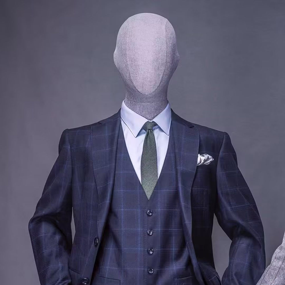 Jelimate Clothing Store Fiberglass Gray Male Full Body Mannequin,Fashion Window Display Men Display Model,Linen Fabric in Upper Body Painted in Lower Body,Men Suit Mannequin Clothing Display Dress Form