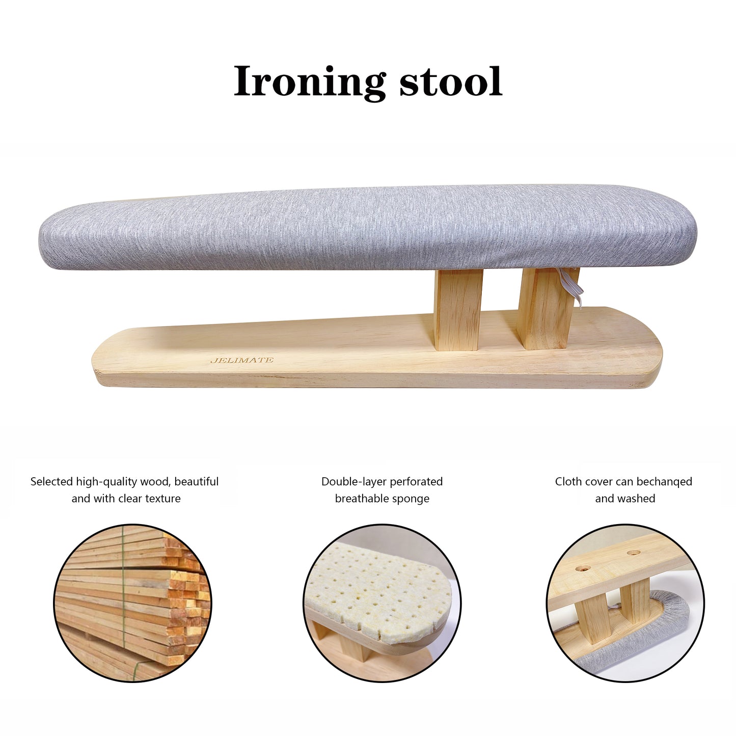 Jelimate Multi-functional Thickened Padded Wooden Ironing Stool Special Clothes Tailor Ironing Board Miniature Sleeve Board Household Pressing Board