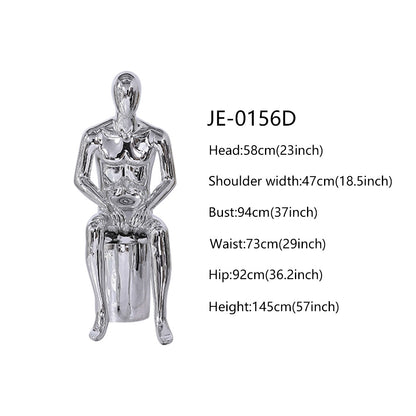 Jelimate High Quality Mirror Silver Male Mannequin Full Body,Boutique Men Dress Form for Window Display,Clothing Display Mannequin Torso Chrome Dummy