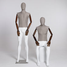 Lade das Bild in den Galerie-Viewer, Jelimate Good Quality Adult Male Mannequin Full Body,Linen Fabric Mannequin Torso Stand Manikin,Men Model Clothing Dress Form Display Dummy
