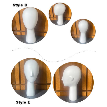 JELIMATE Fiberglass Mannequin Head Display Form,Matte White Male Female Head Mannequin,Headband Scarf Wig Sunglasses Hat Display Head Dress Form