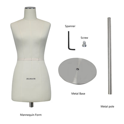 JELIMATE Half Scale Female Dress Form(Not Adult Full Size),1:2 Miniature Sewing Half Size Mannequin Not Fully Pinable Dressmaker Dummy,46cm Body Height Female Torso Tailor Model Size 12