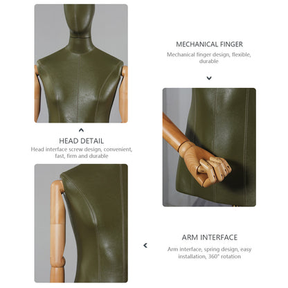 Jelimate Colorful Half Body Male Mannequin Torso Stand,Leather Fabric Wrapped Mannequin Clothing Dress Form,Boutique Store Men Dress Form Torso Model