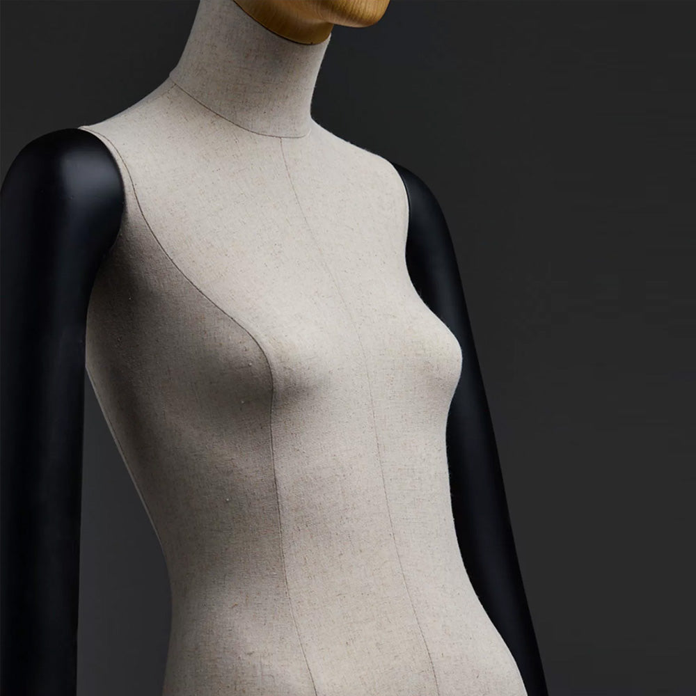 Jelimate High Quality Black Mannequin Full Body Dress Form,Boutique Store Display Beige Fabric Mannequin Torso Female,Clothing Dress Form Brand Model